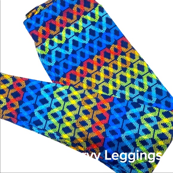 LULAROE RAINBOW DOUBLE HELIX LEGGINGS - Picture 1 of 2